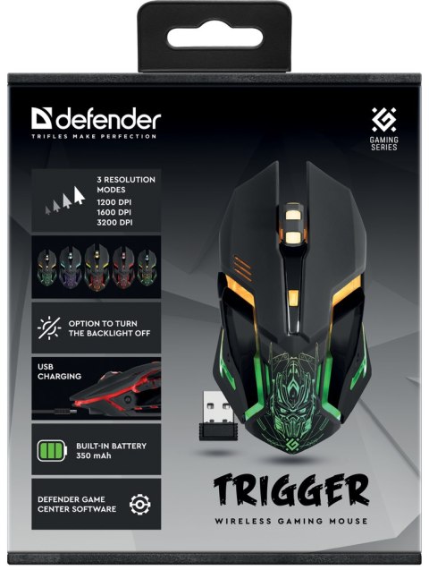 MYSZ DEFENDER GM-934 TRIGGER OPTIC RF BEZPRZEWODOWA 3200dpi 7P