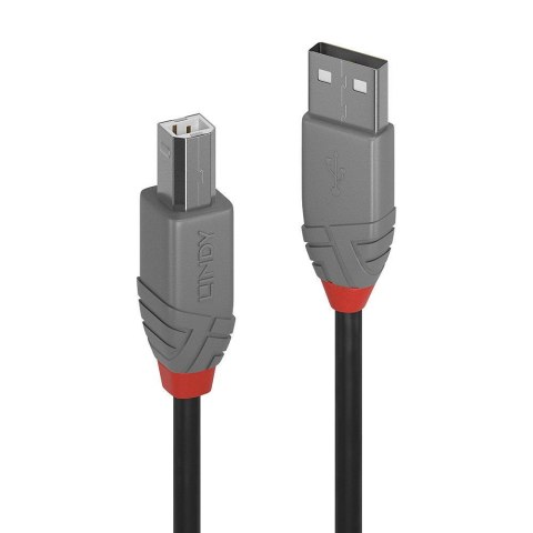 Kabel USB 2.0 LINDY Type A to B Cable, Anthra Line 0,5m Czarny