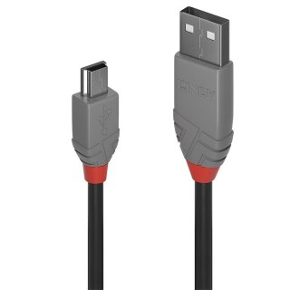 Kabel USB 2.0 LINDY Type A to Mini-B Cable, Anthra Line 3m Black