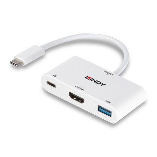 Kabel adapter LINDY USB 3.1 Type C - HDMI + USB A 0,18m biały