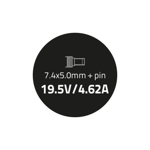 Qoltec Zasilacz do Dell 90W | 19.5V | 4.62A | 7.4*5.0+pin | +kabel zasilający