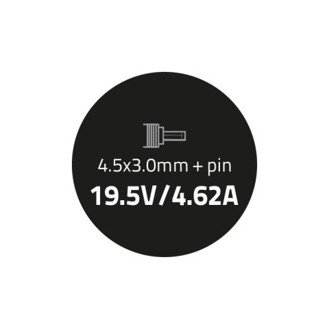 Qoltec Zasilacz do HP 90W | 19.5V | 4.62A | 4.5*3.0+pin | +kabel zasilający