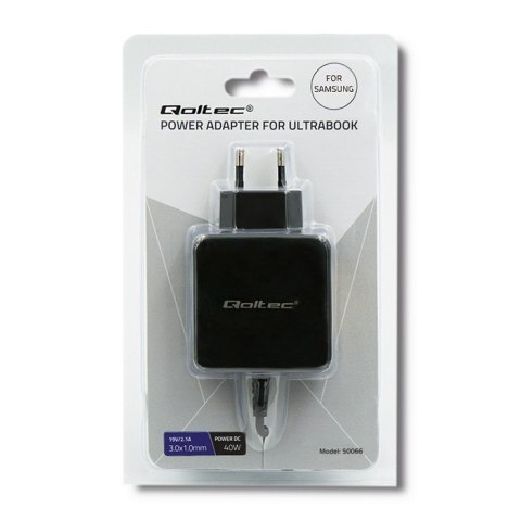 Qoltec Zasilacz do ultrabooka Samsung 40W | 19V | 2.1A | 3.0*1.0