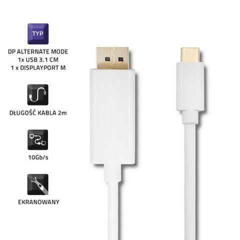 Qoltec DisplayPort Alternate mode | USB 3.1 typ C męski | DisplayPort męski | 5K | 2m