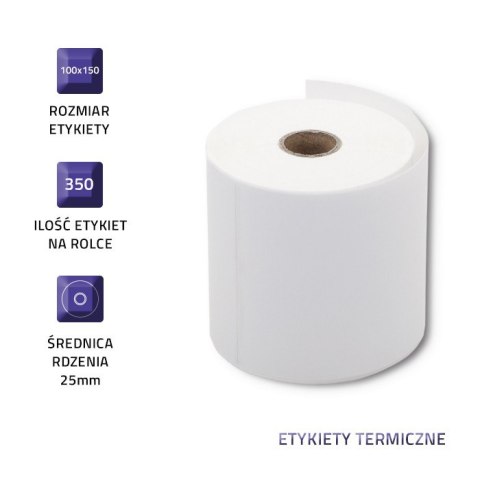 Qoltec Etykiety termiczne 100 x 150 | 350 etykiet