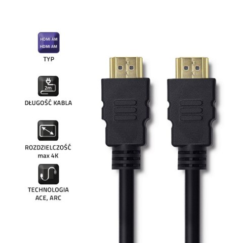 Qoltec Kabel HDMI A męski | HDMI A męski | 2m