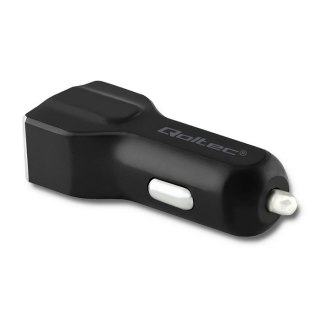 Qoltec Ładowarka samochodowa 12-24V | 17W | 3.4A | 2xUSB + Kabel Lightning MFI | Wzmocniony | 1.5m | Czarny