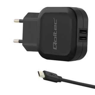 Qoltec Ładowarka sieciowa 17W | 5V | 3.4A | 2xUSB + kabel MicroUSB