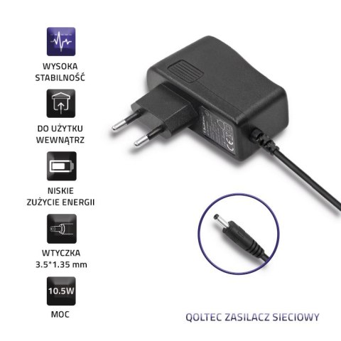 Qoltec Zasilacz wtyczkowy 10.5W | 5V | 2.1A | 3.5*1.35