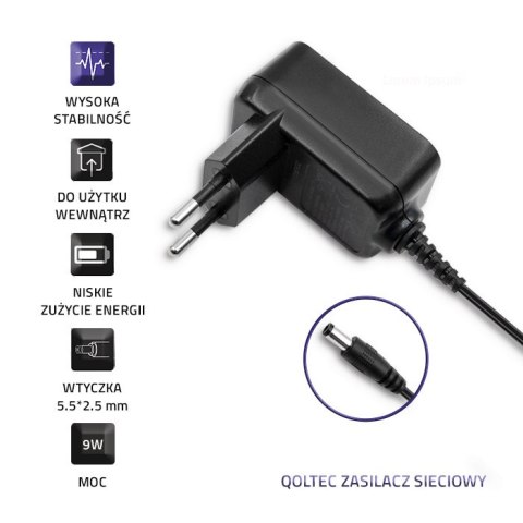 Qoltec Zasilacz wtyczkowy 9W | 9V | 1A | 5.5*2.5