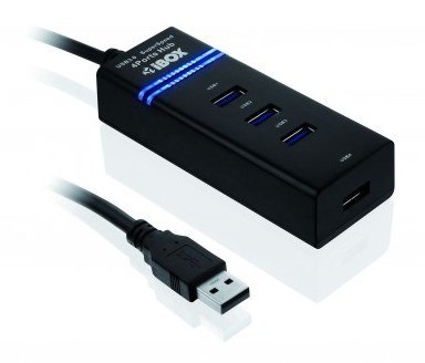 Hub IBOX USB 3.0 CZARNY 4-PORTY IUH3FB (4x USB 3.0; kolor czarny)