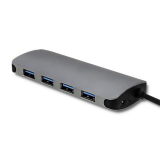 Adapter USB 3.1 Typ C męski/4 x USB 3.0 żeński | DC żeński