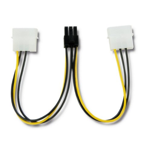 Qoltec Adapter 2x MOLEX żeński/ PCI-E 6pin męski | 15cm