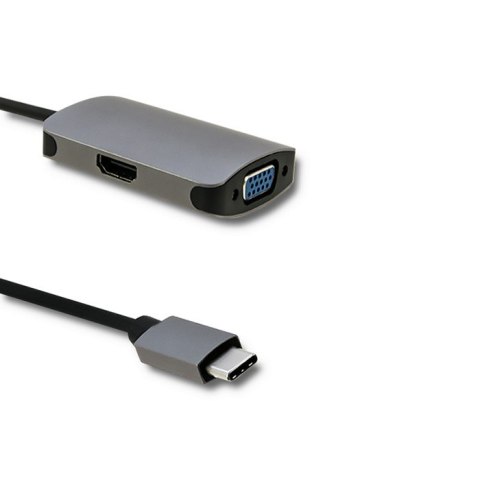 Qoltec Adapter USB 3.1 C męski / HDMI żeński | VGA żeńskie