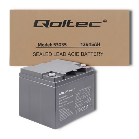 Qoltec Akumulator AGM | 12V | 45Ah | max 540A