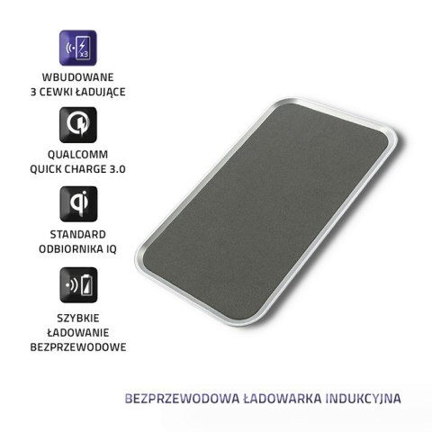 Qoltec Bezprzewodowa ładowarka indukcyjna | Qualcomm QuickCharge 3.0 10W | Srebrny