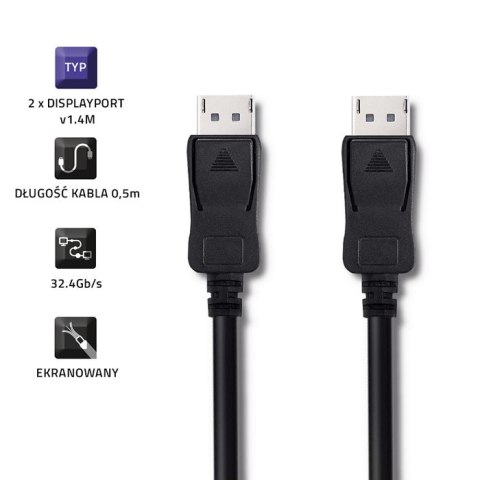 Qoltec DisplayPort v1.4 męski | DisplayPort v1.4 męski | 8K | 0.5m