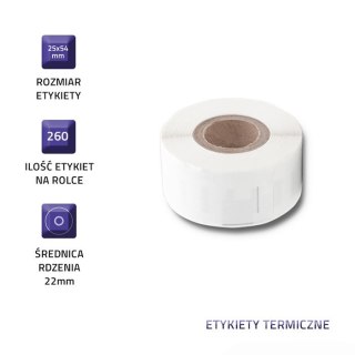 Qoltec Etykiety do DYMO LW-1152 | S0722520 | 25 x 54 mm| 260 sztuk