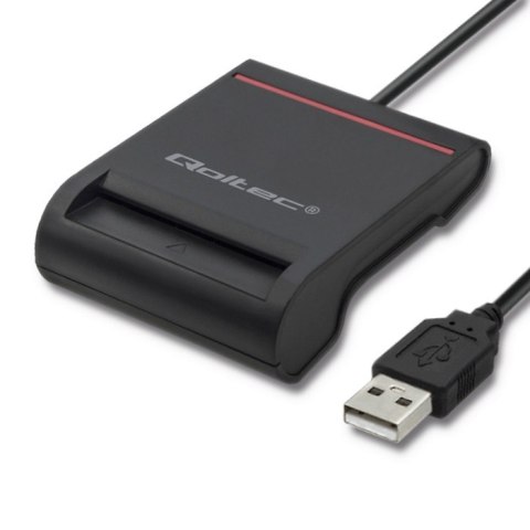 Qoltec Inteligentny czytnik chipowych kart ID SCR-0642 | USB 2.0 + Adapter USB typ C