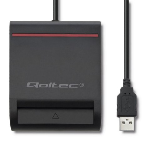 Qoltec Inteligentny czytnik chipowych kart ID SCR-0642 | USB 2.0 + Adapter USB typ C