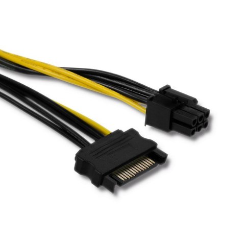 Qoltec Kabel zasilający SATA 15pin męski / PCI-E 6pin męski| 15cm