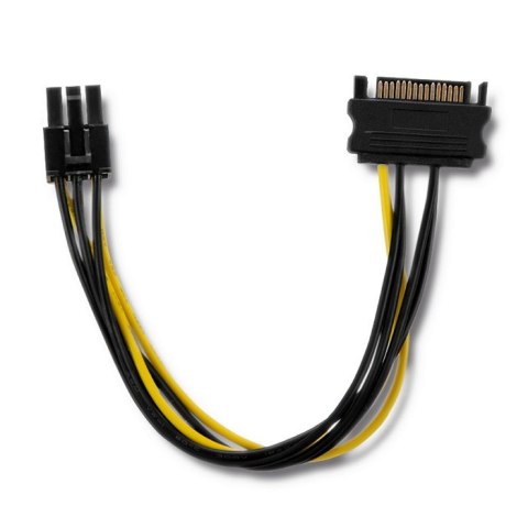 Qoltec Kabel zasilający SATA 15pin męski / PCI-E 6pin męski| 15cm