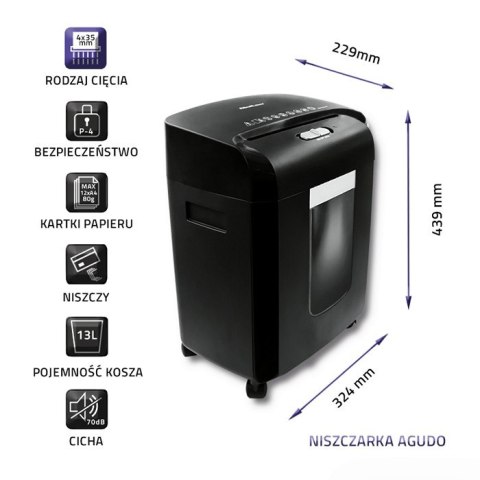 Qoltec Niszczarka AGUDO | Cross cut | 13L