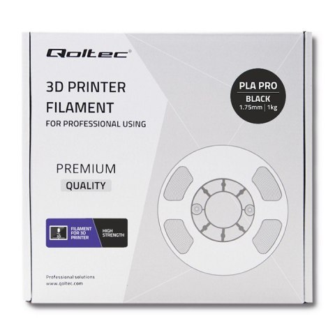 Qoltec Profesjonalny filament do druku 3D | PLA PRO | 1.75mm | 1kg | Black