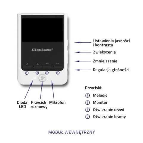 Qoltec Wideodomofon Theon 4 | TFT LCD 4.3" | Biały