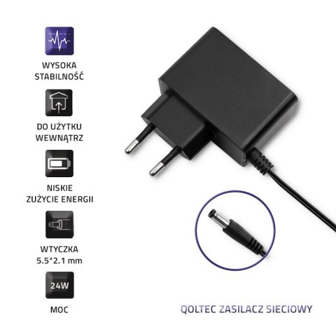 Qoltec Zasilacz wtyczkowy 24W | 12V | 2A | 5.5*2.1