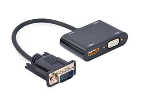 GEMBIRD KONWERTER SYGNAŁU VGA DO HDMI + VGA 0,15M, CZARNY