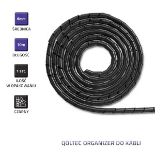 Qoltec Organizer do kabli 6mm | 10m | Czarny