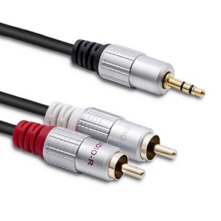 Qoltec Kabel 2x RCA / Mini Jack 3.5mm| 1m | Czarny