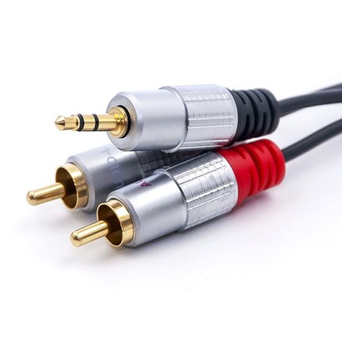 Qoltec Kabel 2x RCA / Mini Jack 3.5mm | 3m | Czarny