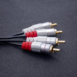 Qoltec Kabel 2x RCA męski / 2x RCA męski | 0.5m | Czarny