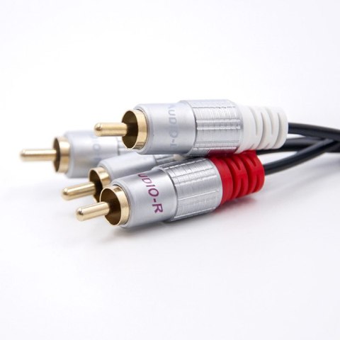 Qoltec Kabel 2x RCA męski / 2x RCA męski | 0.5m | Czarny