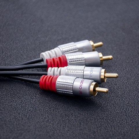 Qoltec Kabel 2x RCA męski / 2x RCA męski | 1m | Czarny