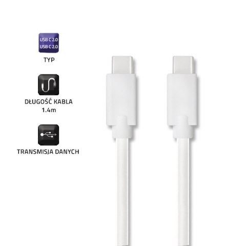 Qoltec Kabel USB 2.0 typ C męski | USB 2.0 typ C męski | 1.4m | Biały