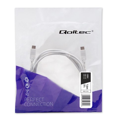 Qoltec Kabel USB 2.0 typ C męski | USB 2.0 typ C męski | 1.4m | Biały