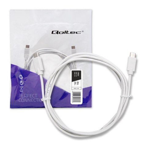 Qoltec Kabel USB 2.0 typ C męski | USB 2.0 typ C męski | 2m | Biały