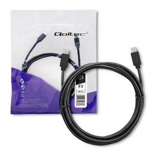 Qoltec Kabel USB 2.0 typ C męski | USB 2.0 typ C męski | 3m | Czarny