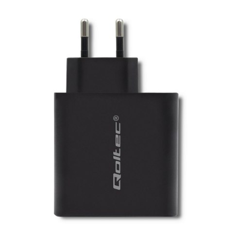 Qoltec Ładowarka sieciowa 63W | 5-20V | 1.5-3A | USB typ C PD | USB QC 3.0 | Czarna