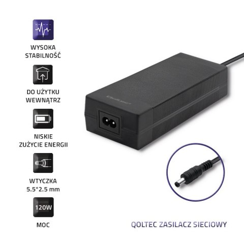 Qoltec Zasilacz desktopowy 120W | 24V | 5A | 5.5*2.5 | + kabel zasilajacy