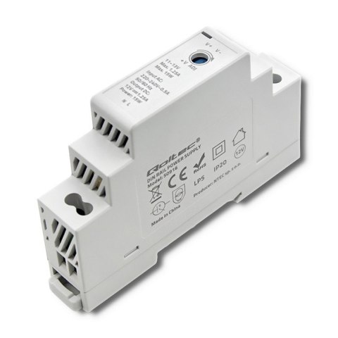 Qoltec Zasilacz na szynę DIN | 15W | 12V | 1.25A | Szary