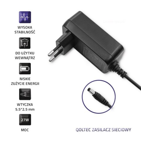 Qoltec Zasilacz wtyczkowy 15W | 15V | 1A | 5.5*2.1