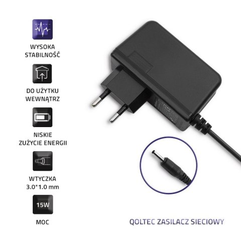 Qoltec Zasilacz wtyczkowy 15W | 5V | 3A | 3.0*1.0