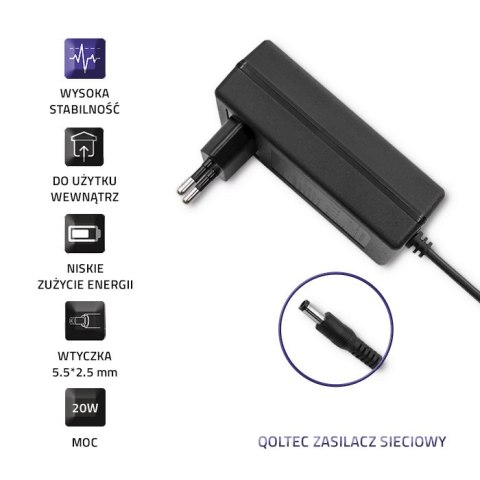 Qoltec Zasilacz wtyczkowy 20W | 5V | 4A | 5.5*2.5