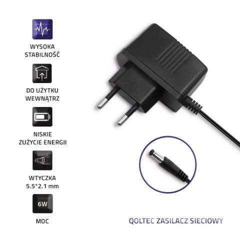 Qoltec Zasilacz wtyczkowy 6W | 6V | 1A | 5.5*2.1