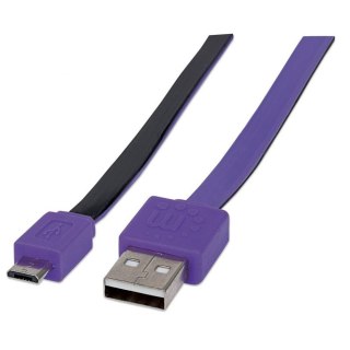 Kabel Manhattan USB-A 2.0 / MicroUSB-B 2.0 M/M 1m. fioletowo-czarny