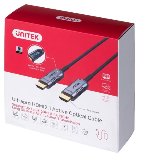 UNITEK KABEL HDMI OPTYCZNY 2.1 AOC,8K, 4K120HZ,15M